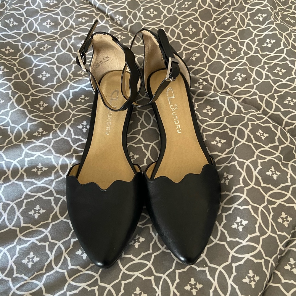 Black flares with ankle strap